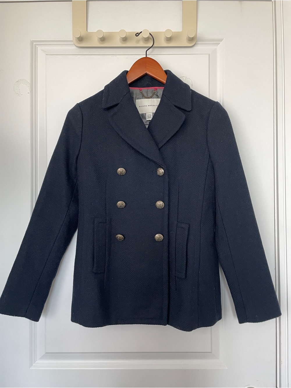 Banana Republic Navy Double-Breasted Pea Coat